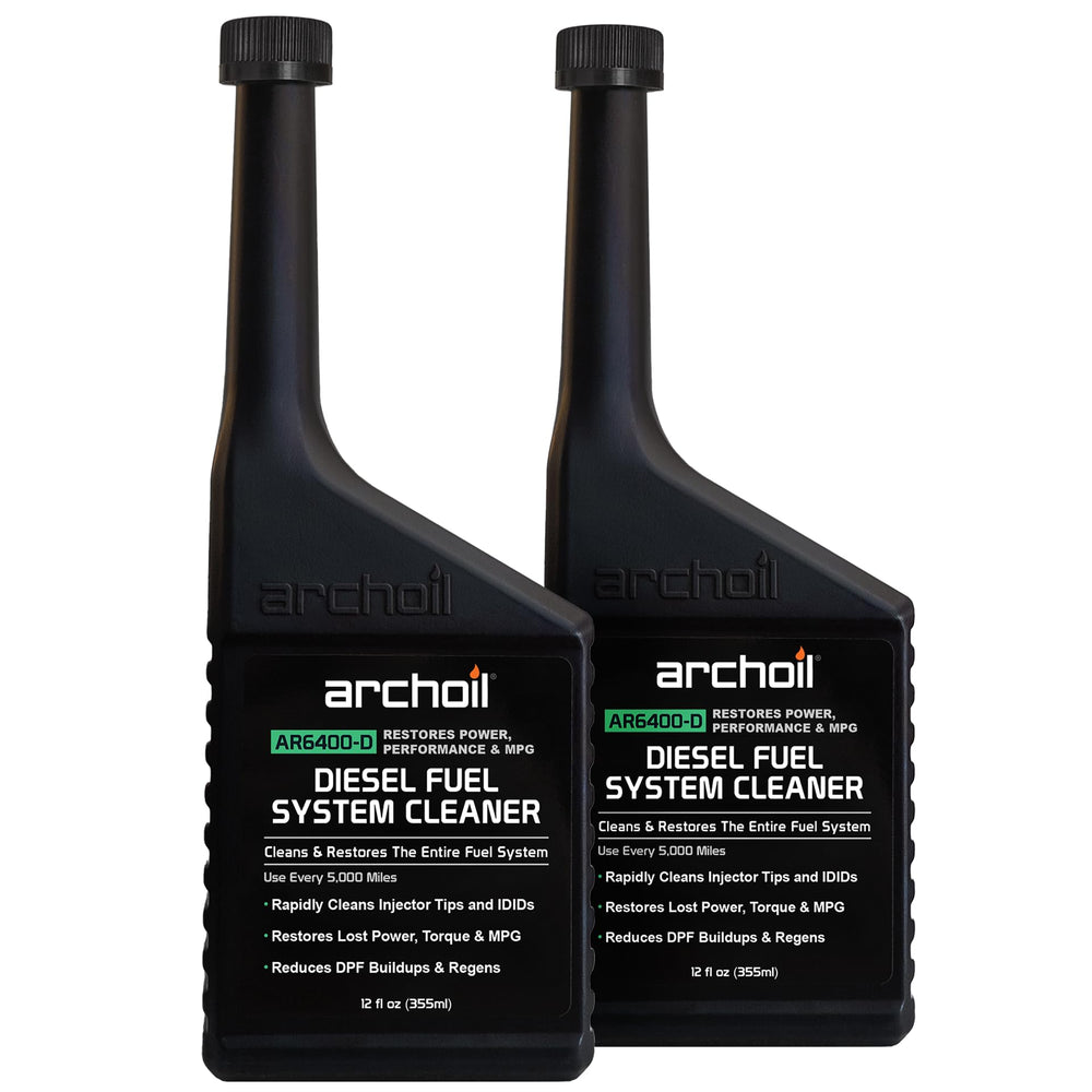 Archoil bottle front packaging showing two‑pack and dosing benefit