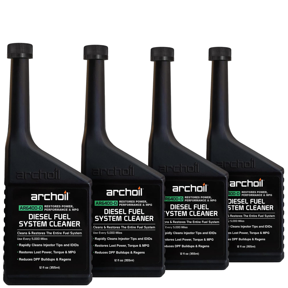 Archoil front packaging showing four-pack and quick performance benefits
