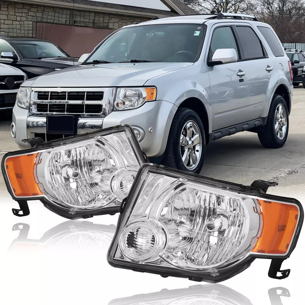 Aresparts front-facing headlight pair showing chrome housings and clear optics, improves style