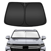 ARISMOTOR front view of shade on Tahoe windshield protecting interior