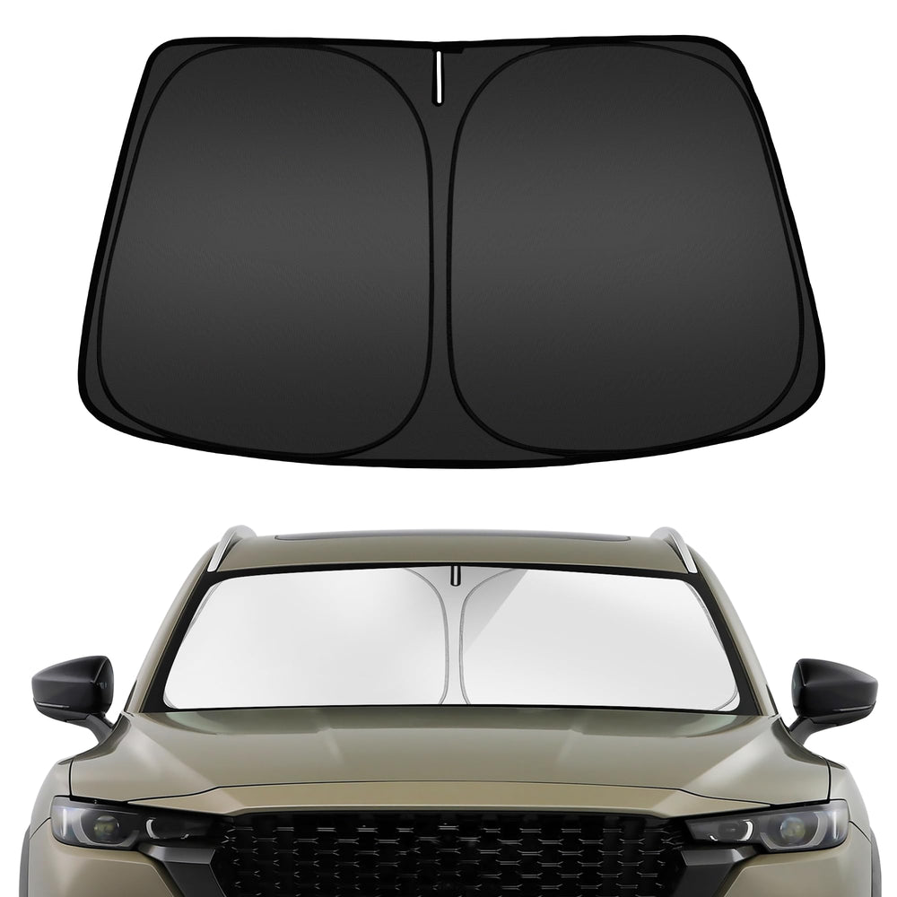 ARISMOTOR front view installed on Mazda CX-50 blocks sun and keeps cabin cool