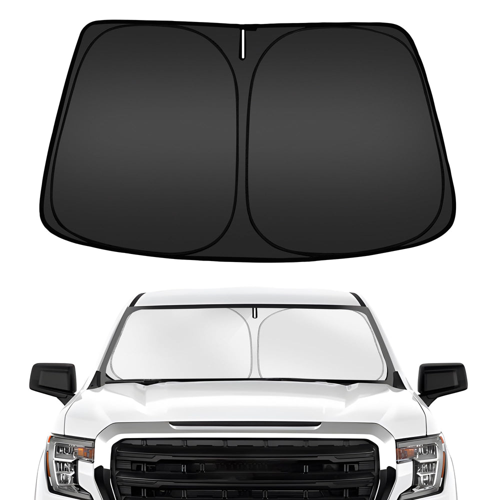 ARISMOTOR front view installed on Silverado windshield reduces cabin heat