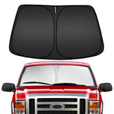 ARISMOTOR front view of sun shade on windshield showing full coverage and clean fit