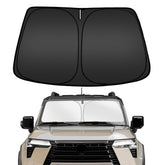 ARISMOTOR front view of sun shade fitted on GX550, shows full windshield protection