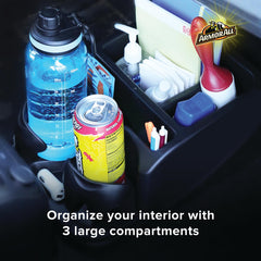 Armor All secured by seatbelt on middle seat for stable placement benefit