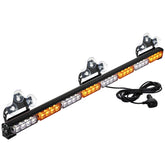 ASPL light bar front view showing amber and white LEDs for clear roadside warning