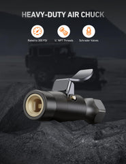 AstroAI closeup of double jaws clamping Schrader valve delivering steady, slip-free grip