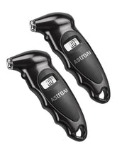 AstroAI front view of digital tire pressure gauge showing compact design and controls for easy use