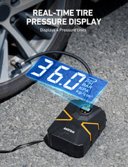 AstroAI S1 large digital LCD closeup shows clear pressure for accurate inflation