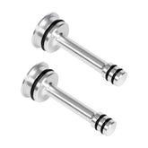 Atesilor front view of two aluminum bypass plugs showing fit and finish, ensures secure seal