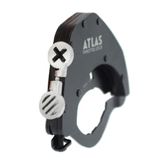 ATLAS Throttle Lock installed on motorcycle handlebar for comfort