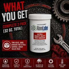 AtomLube label detail highlighting NLGI GC-LB certification and specs
