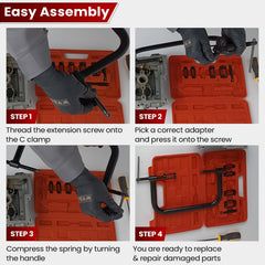 ATPEAM close-up of C-clamp jaw showing heat-treated steel and anti-slip alignment benefit