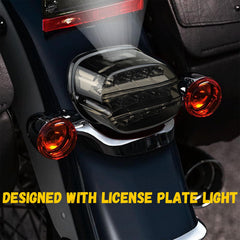 Atubeix installed on Harley rear showing compact fit and clean blacked-out look