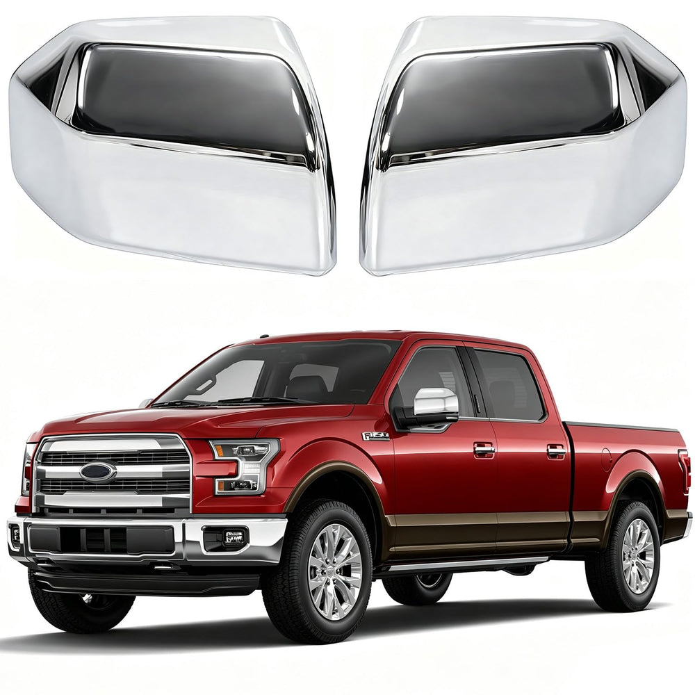 AUCERAMIC front view chrome mirror covers showing polished finish and fit benefit