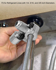 AUGREX valve installed on a refrigerant line demonstrating secure, leak-resistant connection