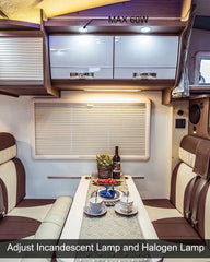 AUGREX dimmer mounted in RV interior, creates adjustable cabin lighting