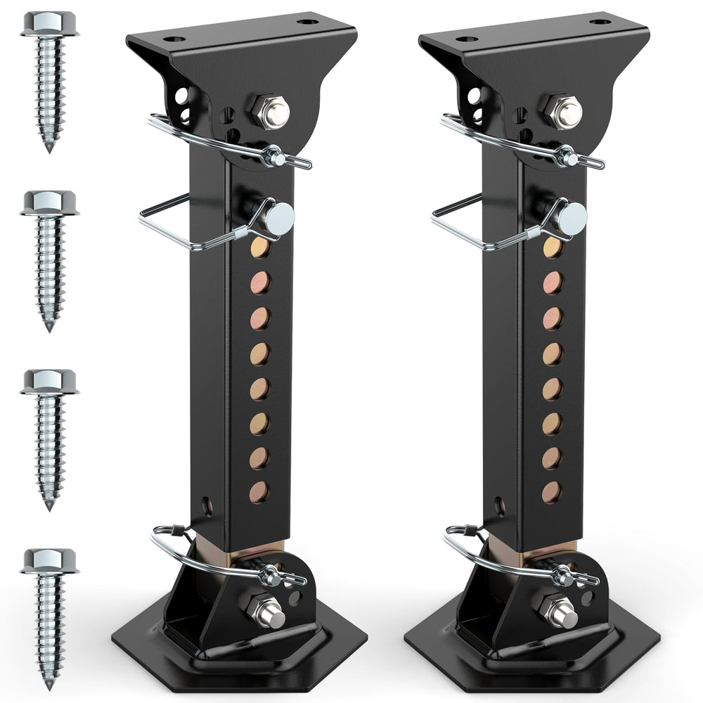 AUH front view mounted stabilizer jacks showing secure trailer support benefit