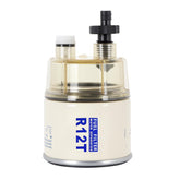 AUIVERED front view of R12T filter showing compact spin-on design protecting engines
