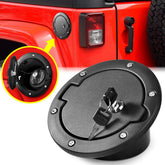 Aukmak front view fuel filler door showing sleek aluminum finish and secure fit