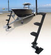 Aupar front view of 4-step trailer steps showing durable build and stable platform