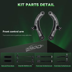 AUQDD outer and inner tie rod ends detail showing precise fitment and steering benefit