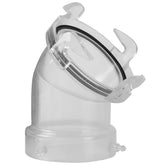Aussio front view of adapter showing clear body and secure fit benefit