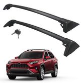 Autekcomma crossbars front-mounted on RAV4 showing secure fit and sleek look