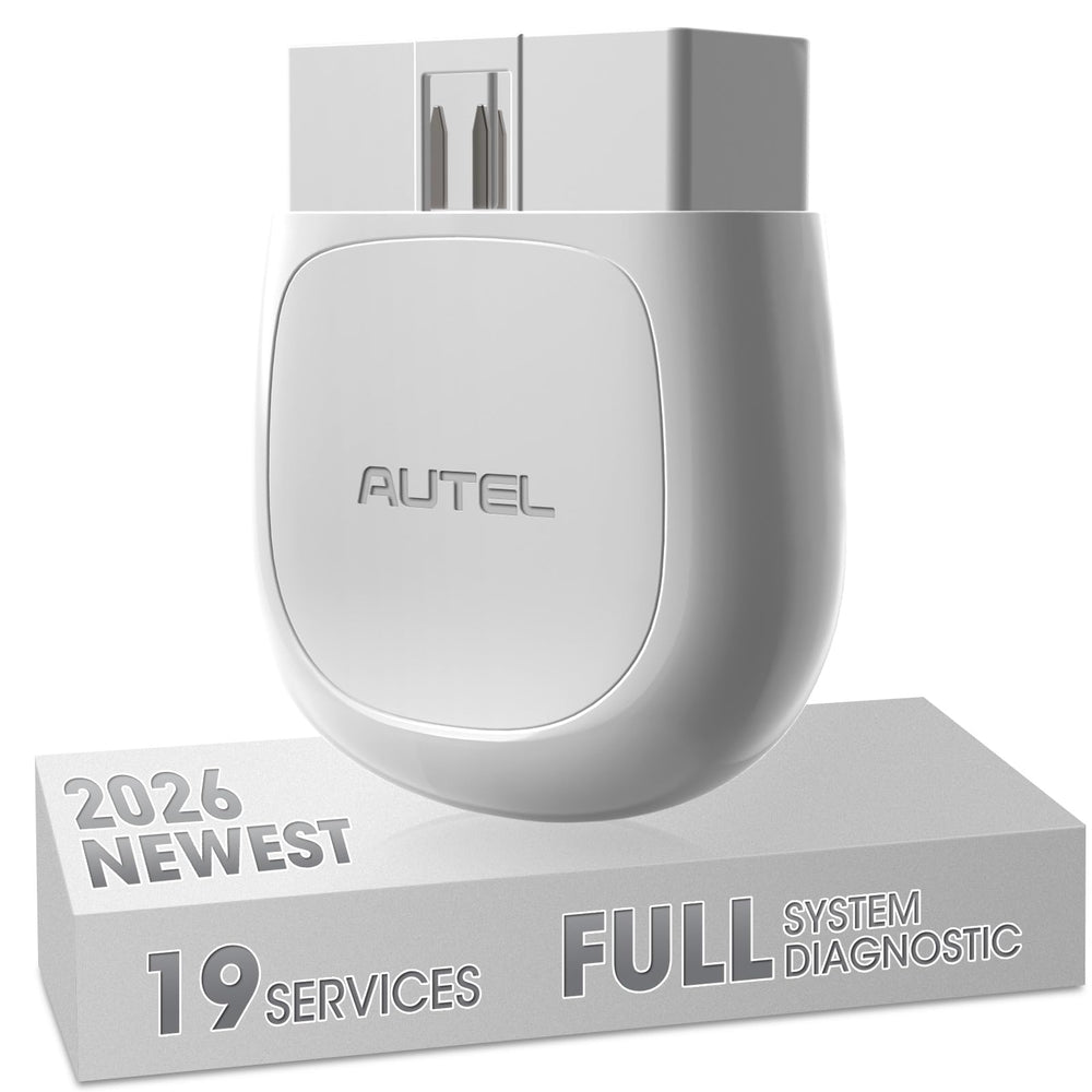 Autel AP200 front connector plugged into OBD port showing compact design and easy access