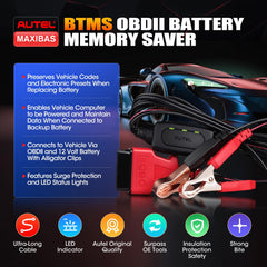 Autel MaxiBAS OBD2 connector close-up showing secure plug and compatibility