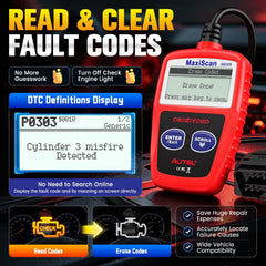 Autel MS309 plugged into vehicle OBD-II port demonstrating plug-and-play use