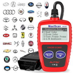 Autel MS309 front view showing rugged housing and easy buttons for quick scans