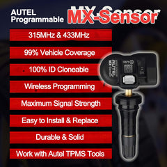 Autel MX valve stem close-up highlighting rubber/metal press-in design and fast replacement