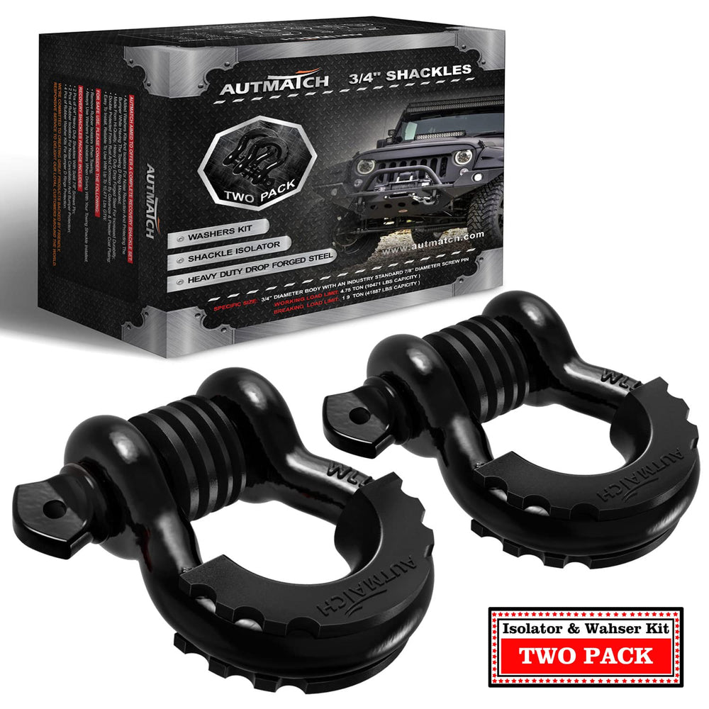 AUTMATCH D-ring shackles front view showing robust construction and clear rating