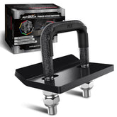 AUTMATCH front view of hitch tightener showing compact forged steel construction for secure towing