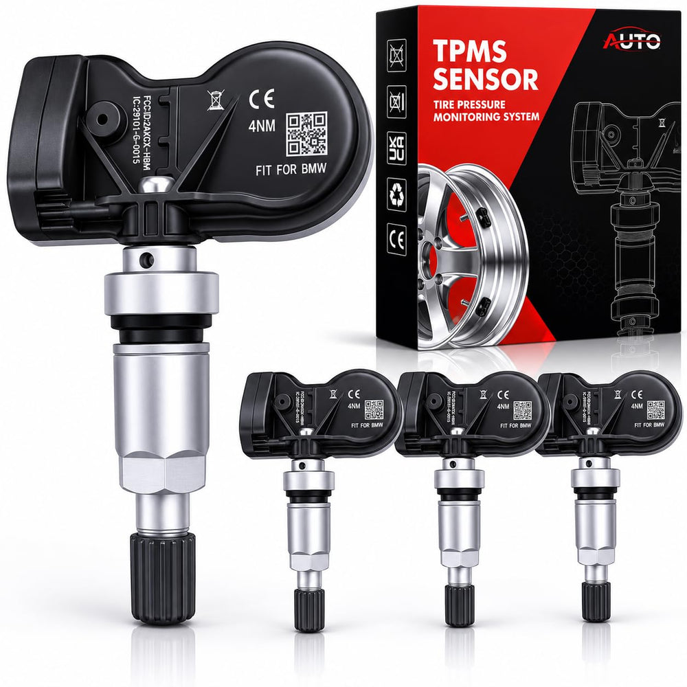 AUTO OCCASION front packaging showing four pre-programmed TPMS sensors and benefits