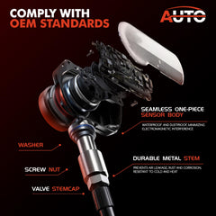 AUTO OCCASION valve stem detail demonstrating secure mounting benefit