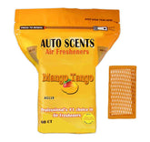 Auto Scents front packaging showing 60 Mango Tango pads and clear product labeling for value