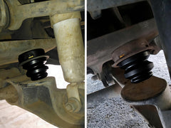 Autoacc bump stops next to ruler showing size and clear fitment reference