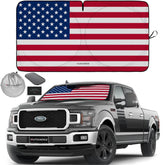 AUTOAMERICS front view of USA flag sun shade showing bold design and protection