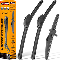 AUTOBOO front packaging showing full 24/20/12 inch wiper kit and easy install benefit