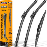 AUTOBOO packaging showing complete three-blade set and fitment benefit