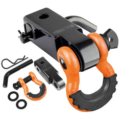 AUTOBOTS front view of orange 2" hitch receiver showing secure fit and visibility
