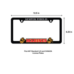 AUTOBOXCLUB USMC license plate frame embossed lettering close-up showing texture and raised letters benefit: durable, visible text