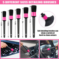 AUTODECO detail brush set arranged to show multiple sizes for vents, seams and upholstery