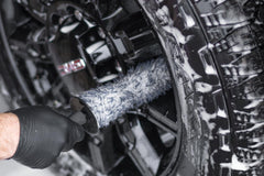 Autofiber close-up of blue microfiber pile highlighting texture and gentle dirt removal