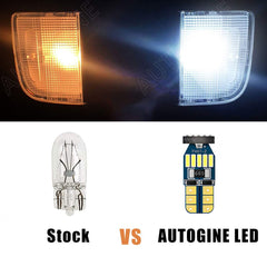 AUTOGINE close-up of 6000K LED bulb showing detailed lens and durability