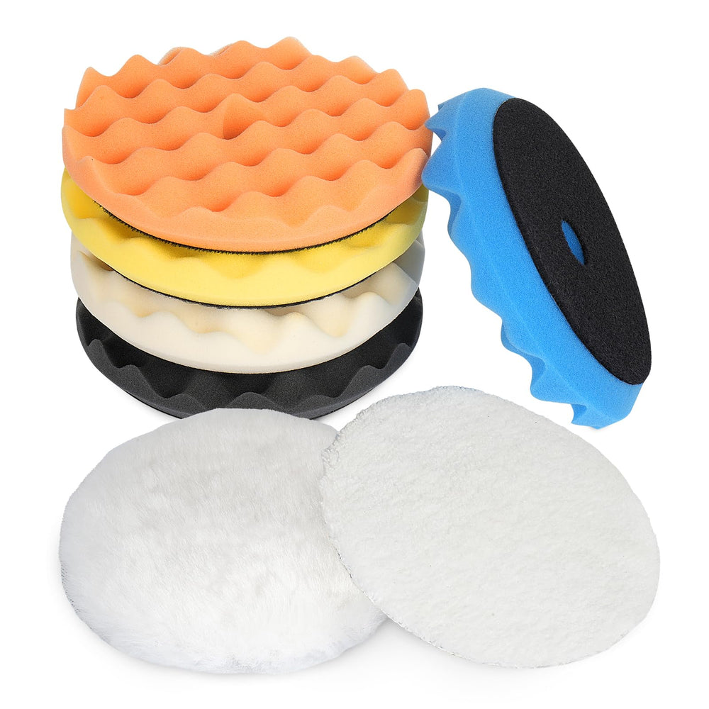 Autolock front view of 7-piece 5 inch pad kit showing variety and quick identification benefit