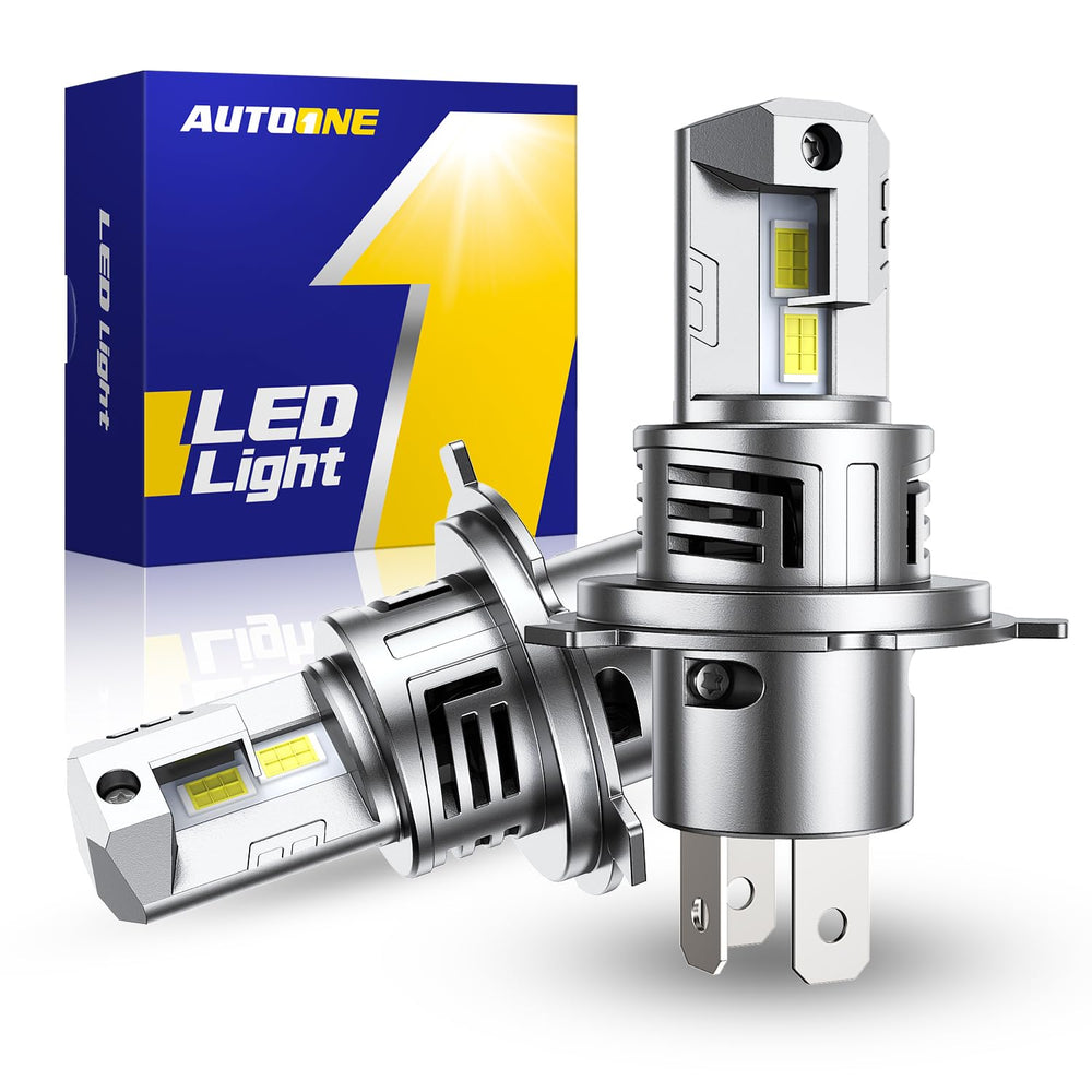 AUTOONE 9003 front view of pair showing compact design and immediate brightness benefit