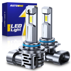 AUTOONE 9006 front view showing LED emitter and compact design for brighter light